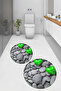 3D Printed Non-Slip Base Washable Round Bath Mat Set of 2 Toilet Seat Covers - 8