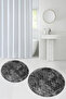 Digital Printed Base Washable Round Bath Mat Set of 2 Toilet Seat Covers - 2