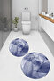 Printed Washable Flower Pattern Round Bath Mat Set of 2 Toilet Seat Covers - 7