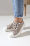 Beige Women's Casual Sneaker Shoes High Sole with Linen and Color Options - 2