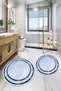 Printed Non-Slip Base Washable Framed Round Bathroom Mat Set of 2 Toilet Mats - 7