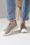 Beige Women's Casual Sneaker Shoes High Sole with Linen and Color Options - 3