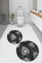 Digital Non-Slip Base Washable Round Bathroom Mat Set of 2 Toilet Seat Covers - 4