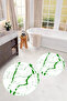 Non-Slip Base Washable Marble Pattern Round Bathroom Mat Set of 2 Toilet Mats - 4