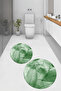 Printed Washable Flower Pattern Round Bath Mat Set of 2 Toilet Seat Covers - 7