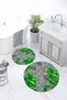 Digital Non-Slip Base Washable Floral Round Bathroom Mat Set of 2 Toilet Seat Covers - 8