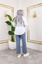 Elastic Waist Linen Trousers - Blue / A0104 - 5