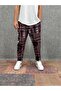 Plaid Patterned Baggy Trousers with Elastic Waist