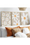 Natural Wooden Framed Uv Printing 3-Piece Daisy Pattern Painting Set – Modern & Stylish Wall Decor
