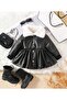 Girl's Faux Leather with Plush Detail Inside and Snap-On Finish - 3