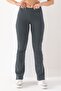 Women's Anthracite Brand Equivalent Combed Cotton Knitted Flexible Lycra Flared Leggings - 3