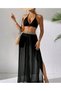 Women's Waist Ribbon Embroidery Rubber Black Tulle Long Pareo - 6