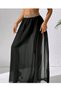 Women's Waist Ribbon Embroidery Rubber Black Tulle Long Pareo - 3