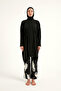 Black Full Covered Hijab Swimsuit – Wide Leg Pants with Asymmetrical Tunic and Inner Leggings M2503-3 - 5