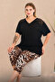 Leopard Lace Detailed Plus Size Pajama Set - 2