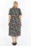 Black and White Shawl Patterned Short Sleeve Viscose Summer Mother Dress - 7