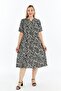 Black and White Shawl Patterned Short Sleeve Viscose Summer Mother Dress - 4