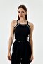 Women's Black Striped Knitwear Blouse