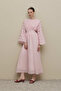 Wide Sleeve Rib Detailed Dress Light Pink - 5