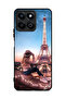 غطاء حماية لهاتف Honor Play 60 Plus 5G بتصميم فتاة القبعة وبرج إيفل