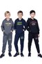 3-Piece Kangaroo Pocket Hooded Printed Boy's Tracksuit Set