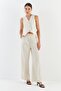 Asymmetric Vest and Pants Suit NATURAL