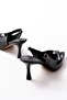 717 Black Patent Leather Pointed Toe Heeled Women's Sandals - 5