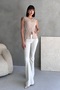 Women's Cream Accessory Sleeveless Ribbed Knitted Blouse - 5