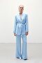 Jacquard Satin Trousers - Blue - 2