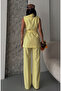 Women's Belted Vest Trousers Set Yellow - 6