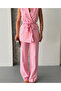 Women's Belted Vest Pants Suit Sugar Pink - 5