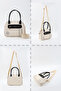 Cream/Grey/Black Shk225 Faux Leather, Two Compartments with Zipper, Column Strap Bowling Hand and Shoulder Bag - 8
