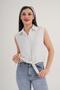 Striped Tie Detail Sleeveless Anthracite Shirt - 4