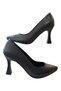 100% Genuine Real Original Leather Black Stiletto 9cm Goblet Heel Height Women's Shoes - 3