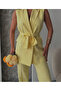 Women's Belted Vest Trousers Set Yellow - 5