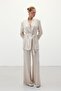 Jacquard Satin Trousers - Beige - 2