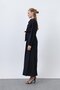 Women's Satin Dress with Belt - 12608Elb - Black - 4
