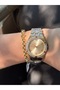 Rosegold Color Simple and Stylish Stone Steel Color-Unchanging Women's Watch - 2