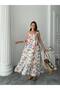 Floral Pattern Square Neck Long Dress