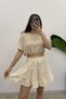 Women's Elastic Waist Muslin Fabric Mini Skirt