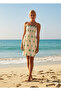 Short Summer Dress with Rope Strap Chest Part Gipeli Cotton Linen Comfortable Loose