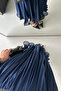 Flounce-Lined Long Pleated Chiffon Skirt - 3