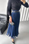 Flounce-Lined Long Pleated Chiffon Skirt - 2