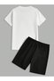 Unisex T-Shirt and Shorts - T-Shirt Bottom Top Set with Shorts Printed Crew Neck - 2