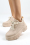 Beige Women's Casual Sneaker Shoes Stylish High Sole - with Color Options - 3