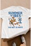 Oversize Summer Vibes Written T-Shirt, Unisex Beach Duck Printed Crew Neck T-Shirt