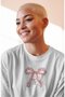 Oversize Always Loved Back Printed T-Shirt, Ribbon Themed Crew Neck T-Shirt - 2