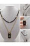 Night Series Men's Natural Stone Steel Necklace (56080)