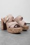 Mute Women's Belt Buckle Detailed Cross Strap Heeled Slippers-Cream - 2
