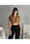 Women's Shirt Brown Short Sleeve - 2